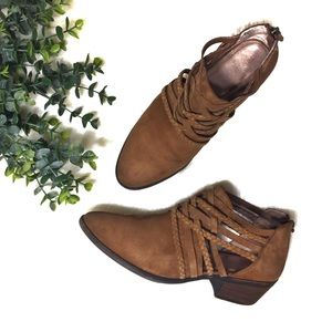 Caslon Liam suede braided boho ankle boot cognac 9